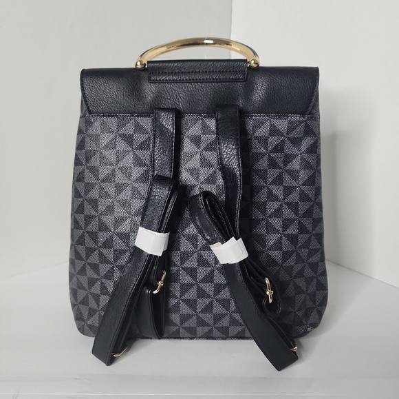 Stylish Black Monogram Women\'s Black Colorblock Backpack Purse main image 9